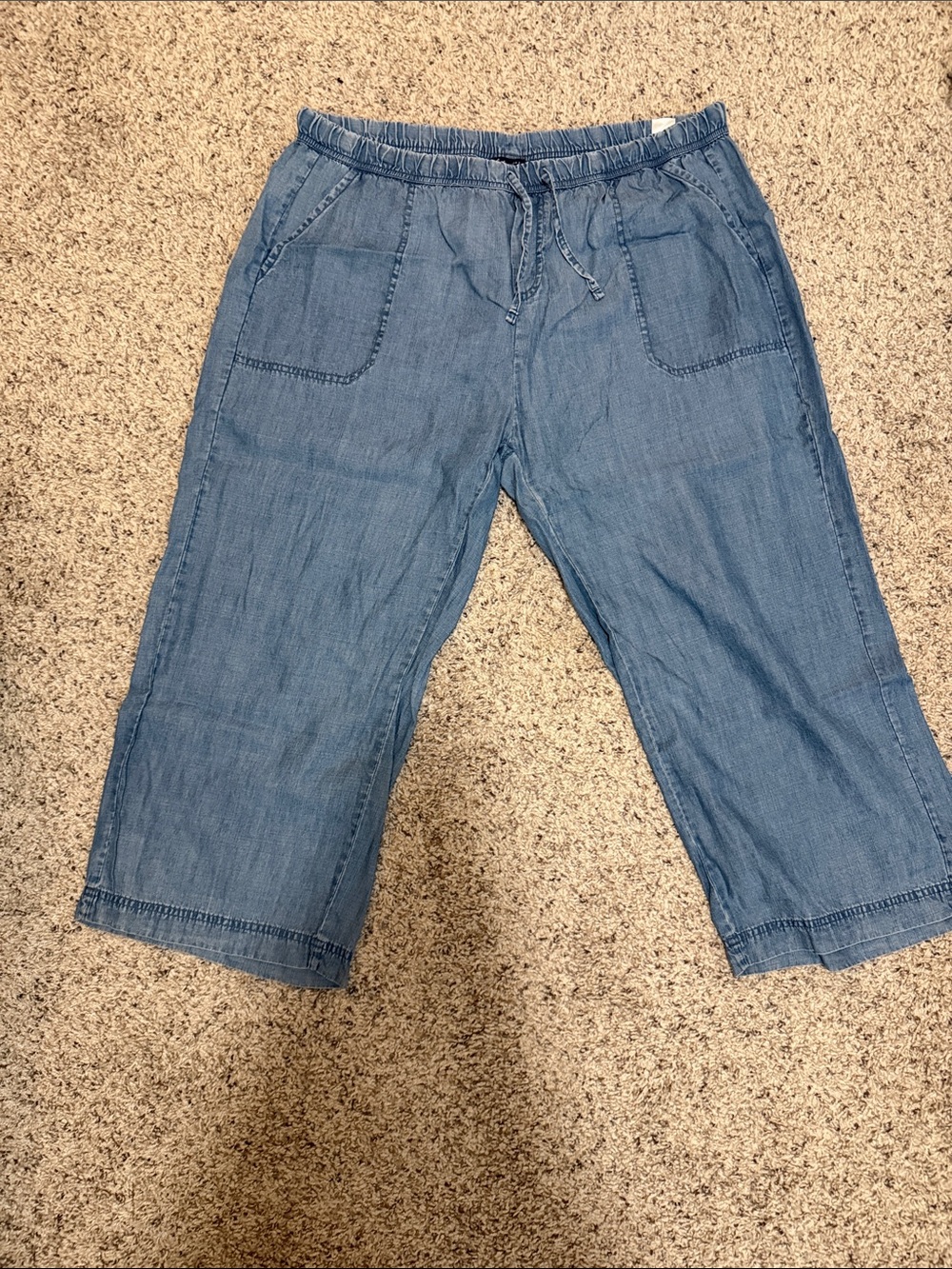 Splendid Light Blue Cropped Pull-On Denim Pants